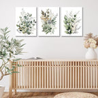 Bwodke Botanical Wall Art Plant Floral Watercolor Canvas Prints Set of 3 Framed - Image 7