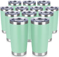 20 oz Tumbler Stainless Steel Tumblers Bulk with Lid Double Wall Insulated Coffee Tumbler Cups for Hot & Cold Drinks Powder Coated Travel Coffee Tumbler Mug Metal (Jade, 12 pack)