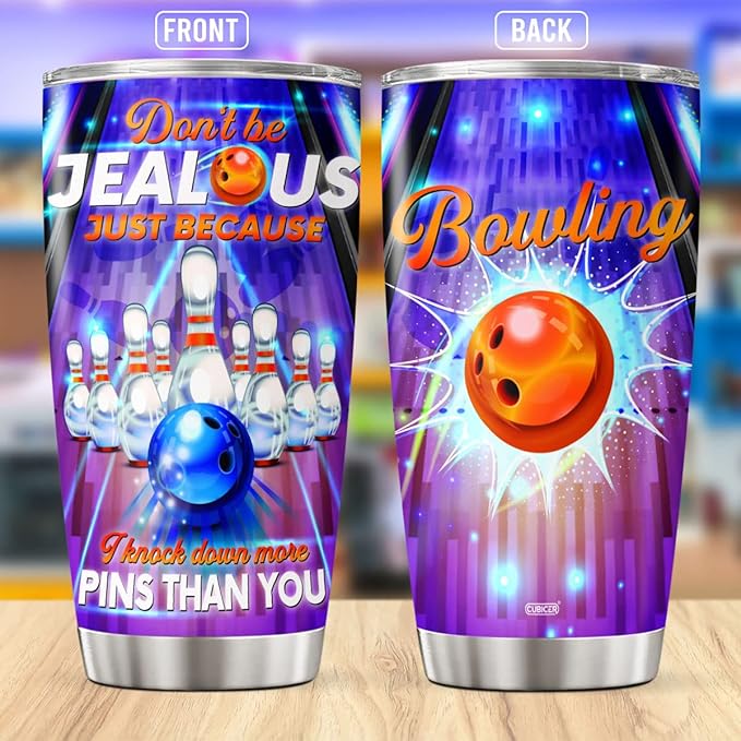 CUBICER Bowling Coffee Mugs Bowling Ball Tumbler Stainless Steel Tumblers Travel Insulated Mug 20 Oz Cup Gifts For Women Men On Christmas Birthday Party Supplies Home Decorations