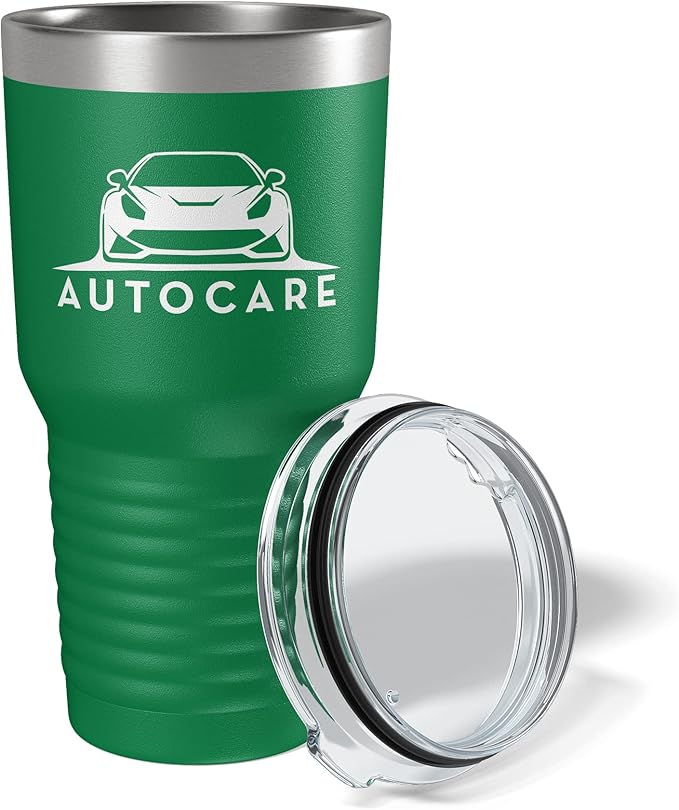 Personalized 30oz (17 Colors) Printed Insulated Stainless Steel Powder Coated Tumbler with Lid - Custom Bulk Promotional Items with your Logo - Bulk Company Small Business Party Favors (Green)