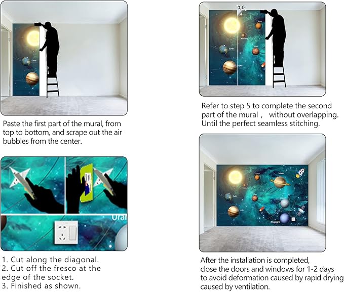 Kids Universe Planet Galaxy Wallpaper Solar System Starry bight Sky Ceiling - Image 6