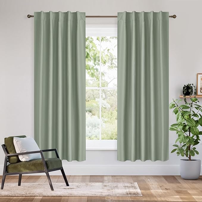 RYB HOME Bedroom Blackout Curtains 72 inches Long, 100% Blackout Thermal by RYBHOME