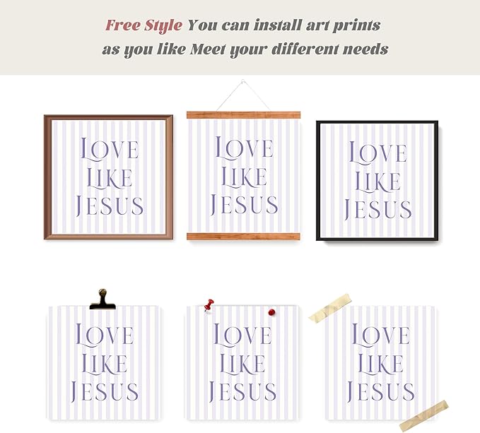 LARTSFRO Coquette Purple Bow Jesus Wall Art Decor Posters, Inspirational Bible - Image 4