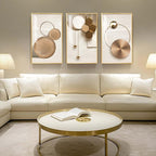 Large Modern Elegant Gold Framed Luxury Wall Art, 3 Piece Bright Glam Art - Image 3