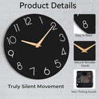 cicininc Wall Clock, 12 Inch Wooden Silent Non-Ticking, Decorative Battery - Image 4