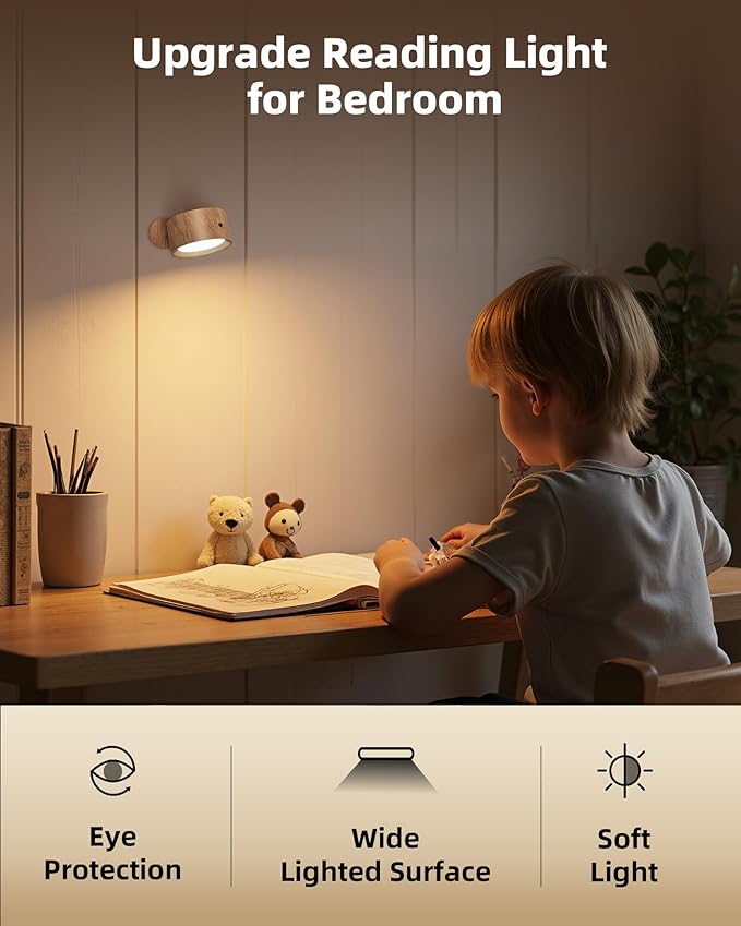LED Wall Mounted Lights, Rechargeable Wall Sconces Lamp, 3 Color Temps & Remote - Image 3