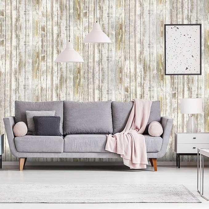 Arthome 17x393'' Gray Rustic Wood Contact Paper Peel and Stick Self-Adhesive - Image 2