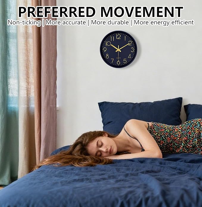 Modern Silent Wall Clock, 12 Inch Wall Clocks Battery Operated Large Number - Image 4