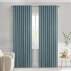 MIULEE Greyish Blue Back Tab Blackout Curtains 90 Inches Long 2 Panels Set by MIULEE