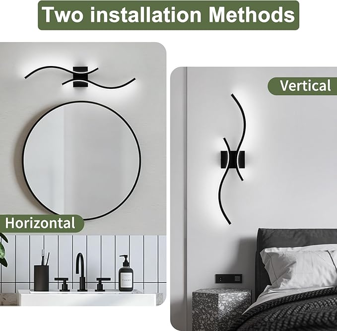 CANEOE Modern LED Wall Sconce Set of Two, 6000K Warm White Led Wall Light - Image 3