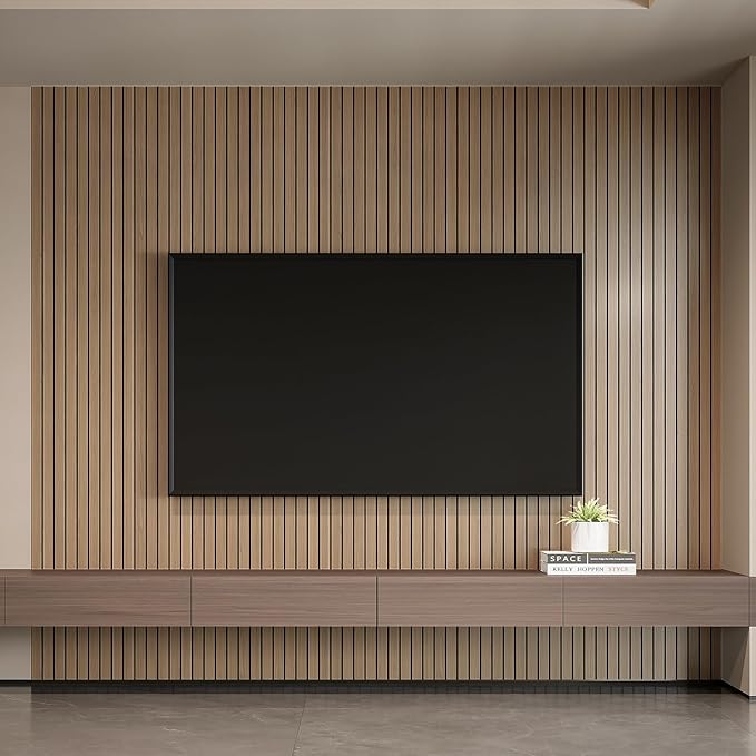 YLL YLL PVC Slat Wall Panel Peel and Stick 118"x 15.7" Faux Oak Grain Wood Slat - Image 4