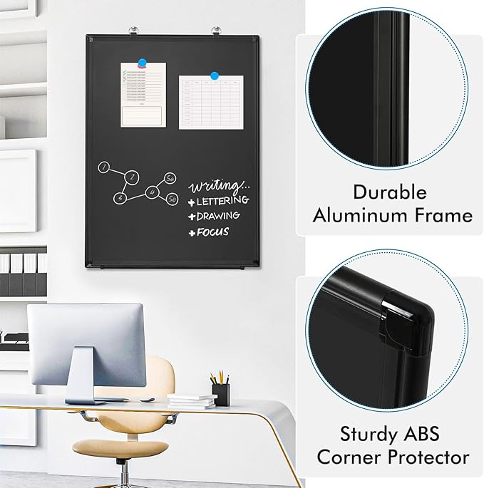 Magnetic Chalk Board, 36“x24” Black Chalkboard Double-Sided Dry Erase Board - Image 4