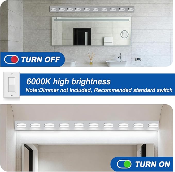 IZORRO LED Modern Bathroom Lights Fixtures, Chrome Acrylic Wall Lighting - Image 5