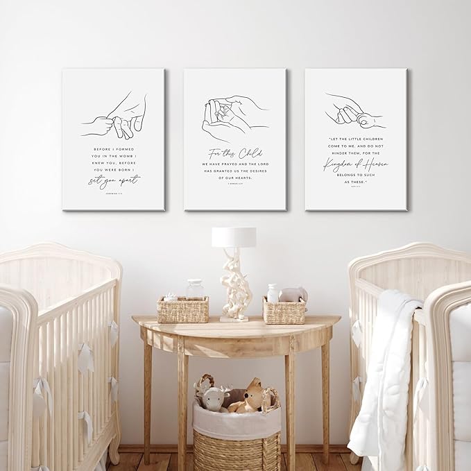 Joocrise Nursery Scripture Wall Art Set of 3 Nursery Bible Verse Wall Decor - Image 4