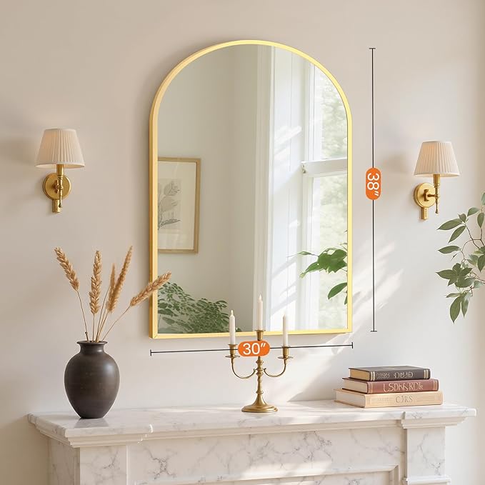 Sweetcrispy 38"x30" Arched Gold Bathroom Mirrors - Image 4