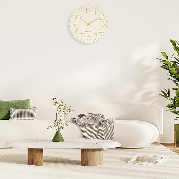 Foxtop Modern Wall Clock Silent Non Ticking Battery Operated Quartz Round Wall - Image 5