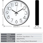 JUSTUP 8in Non-Ticking Wall Clock, Silent Battery Operated Wall Clock - Image 6