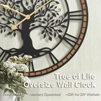 Micasso Farmhouse Oversize Wall Clock: 32Inch Rustic Tree of Life Metal - Image 8