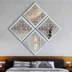 Wocred Set of 4 Mirrors Square Wall Mirror, Gorgeous Rustic Farmhouse Accent - Image 3