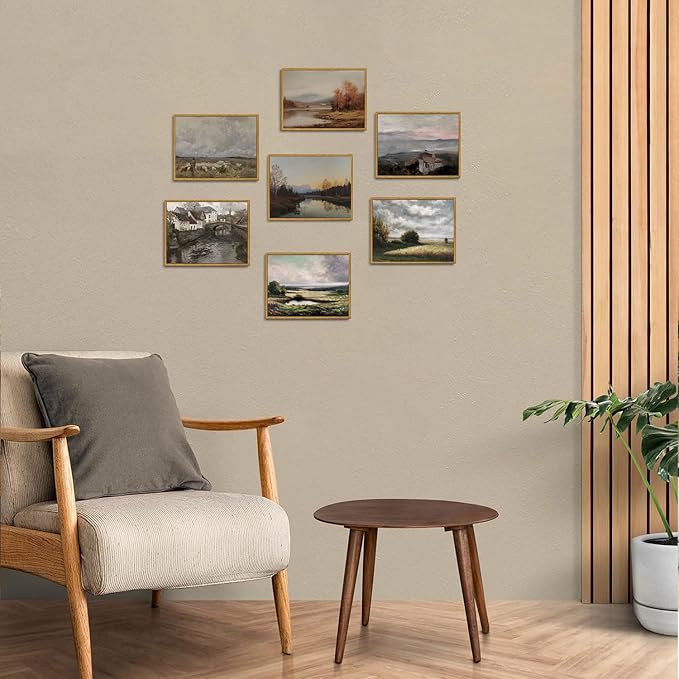 OIQArtOIQ Vintage Landscape Canvas Wall Art Framed Natural Scenery Painting - Image 5