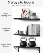 BAYKA Wall Mounted Floating Shelves, Wood Floating Wall Shelf - Image 5