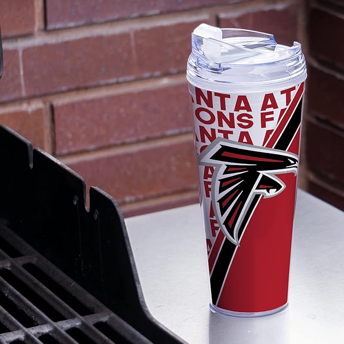 NFL Football 24oz Acrylic Tumbler with Hinged Lid, Officially Licensed Double Wall Tumbler for NFL Fans