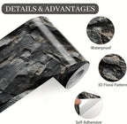 Stone Wallpaper Border 196x4 Inch Peel and Stick Wall Border Dark Slate Rock - Image 9