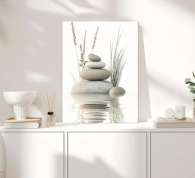 KBIERQN Zen Stone Canvas Wall Art Stacked Stones in Water Poster Print Tranquil - Image 6