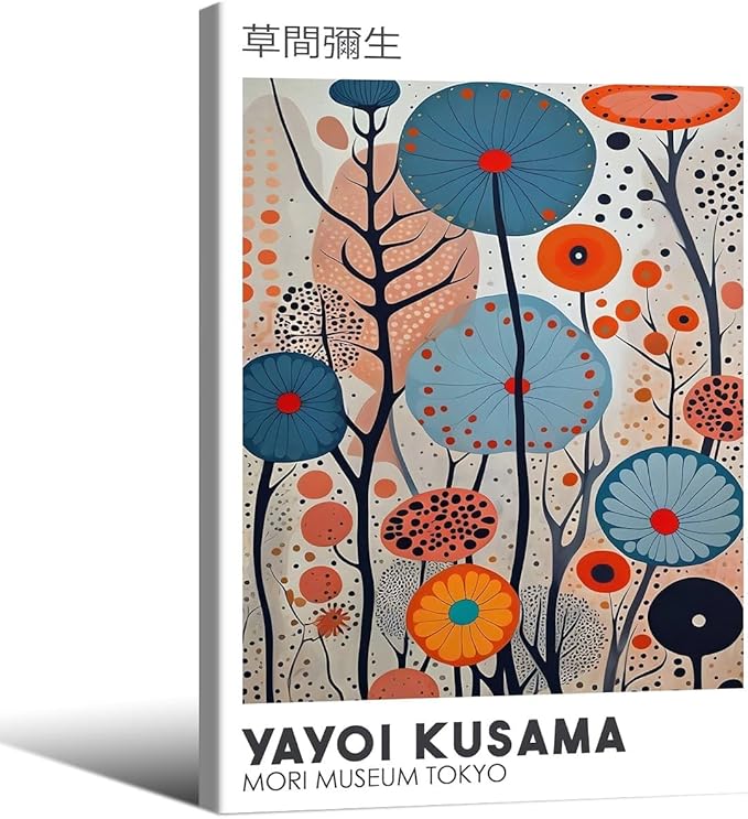 Yayoi Kusama Framed Wall Art 16x24in Vintage Japanese Painting Posters Tokyo by Heltrappe