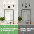 MOKATNG Bathroom Light Fixtures, 3-Light Matte Black Vanity Lights, Bathroom - Image 2