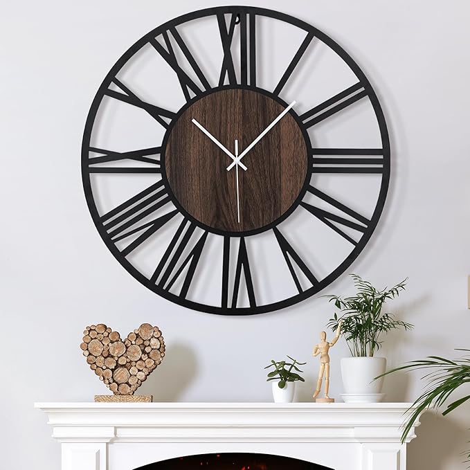 Large Wall Clock for Living Room Decor, 16 Inch Non Ticking Silent, Battery by ArtfulClocksBeautifulMoments