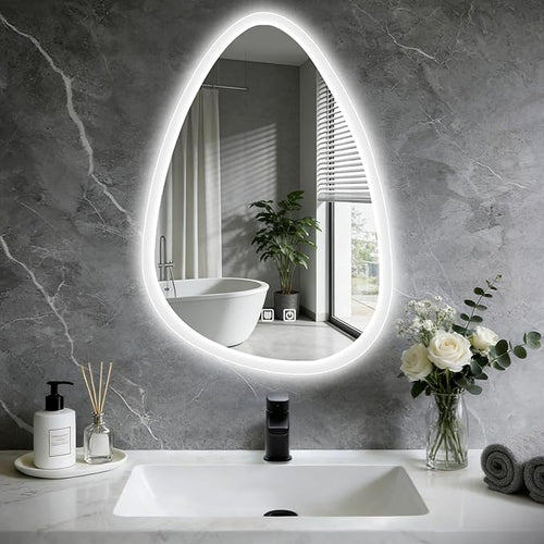 20x28 LED Bathroom Mirror with Lights Irregular, Lighted Bathroom Vanity Mirror by Unknown