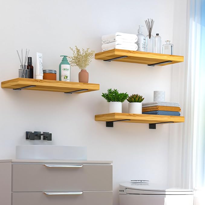 12 Pack - 12 inch Black Hidden L Shelf Bracket Iron Floating Shelf Brackets - Image 3