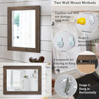 AAZZKANG Rustic Wood Mirror Rectangle Decorative Wall Hanging Mirrors - Image 3