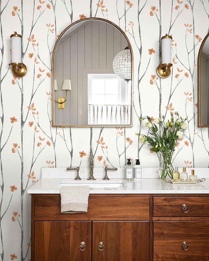 Timeet Floral Wallpaper Peel and Stick Wallpaper Boho 16.14"x393.7" Flower - Image 7