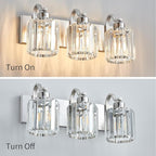 Modern Vanity Light 3-Lights Brushed Nickel Vanity Light Crystal Bathroom Wall - Image 7