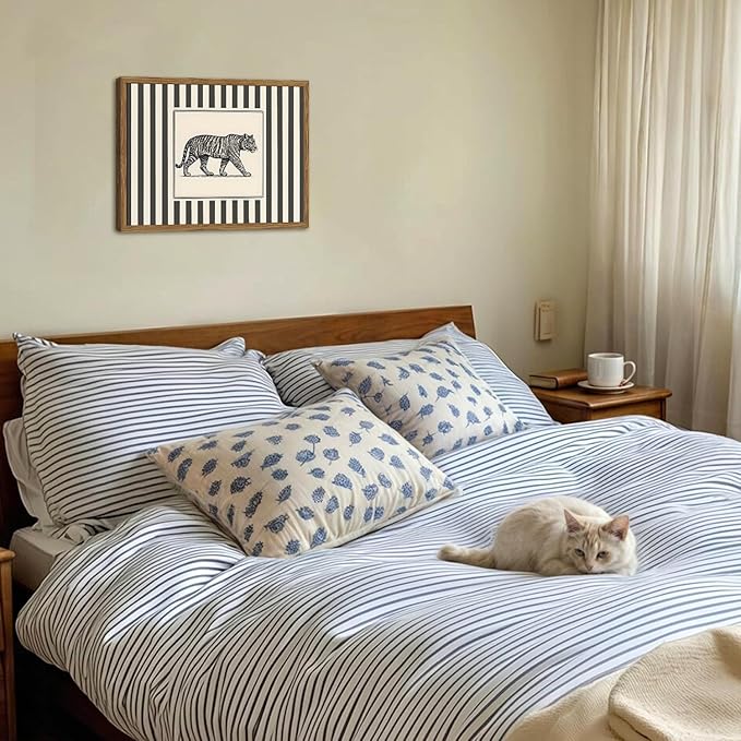 Vintage Tiger Wall Art Wildlife Wall Decor Pictures Black and White Stripe - Image 4
