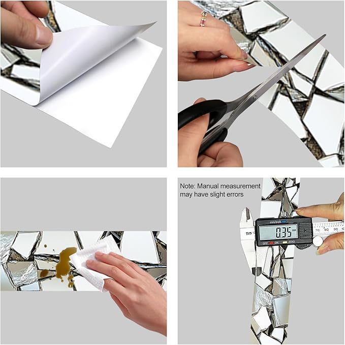 HOMETITUTE Wallpaper Border Peel and Stick Wall Decor PVC Mosaic Mirror Look - Image 7