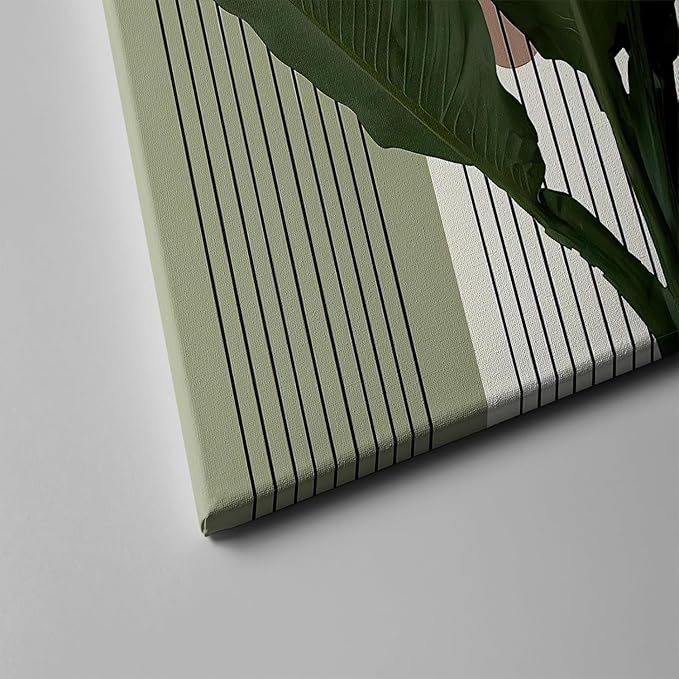 Sage Green Boho Wall Art, KBKBART Abstract Framed Canvas Wall Art Palm Leaf Sun - Image 6
