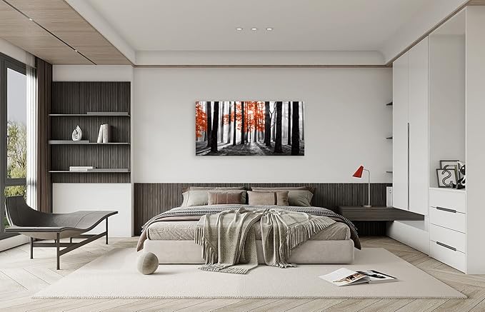 Cao Gen Decor Art S06675 Wall Art Canvas Painting Red Tree in Black and White - Image 4