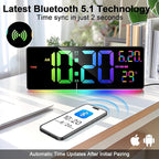 16" Bluetooth Large Digital Wall Clock/Auto Time Sync, 10 RGB Colors Digital - Image 2