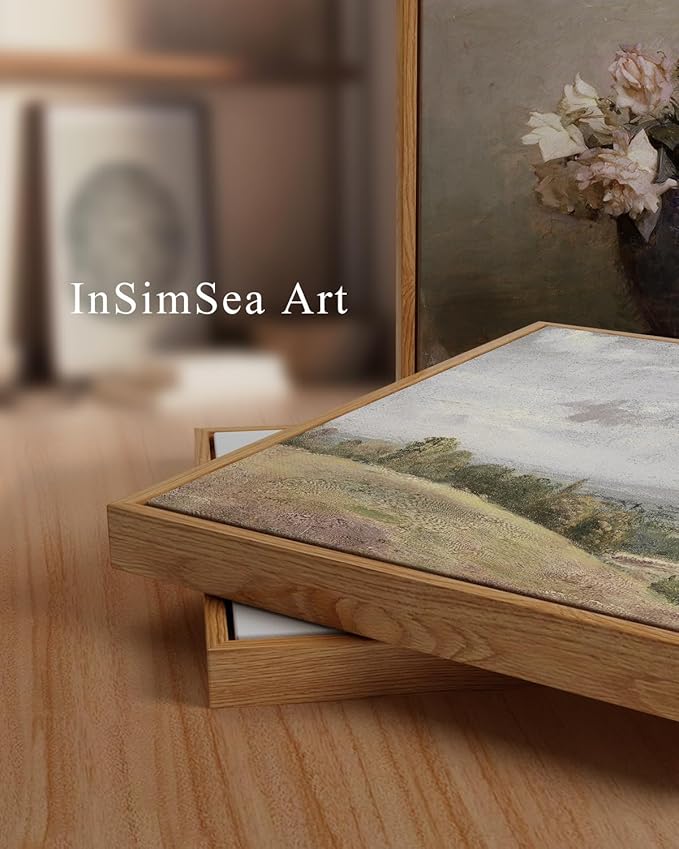 InSimSea Framed Canvas Wall Art Vintage Decor, WildField Landscape Painting - Image 2
