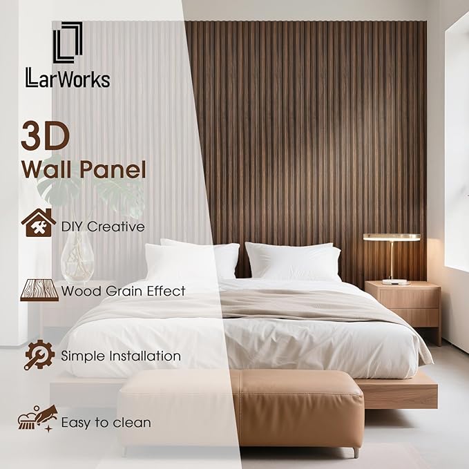 WPC Slat Wall Panels 16 Pack 48" x 6.6", Waterproof Fluted Wall Paneling - Image 2