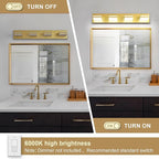 Modern LED Bathroom Lights Fixtures 4-Light, Metal Gold Acrylic Wall Lighting - Image 3
