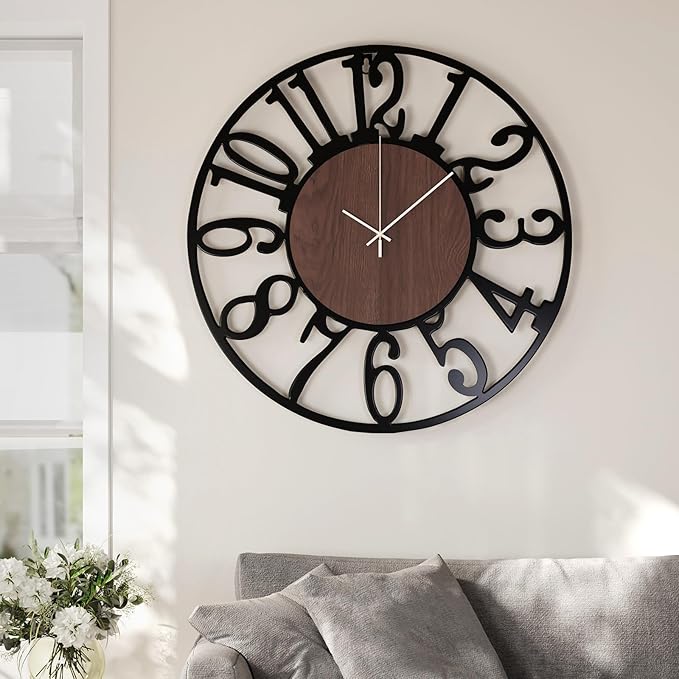 Cuspin 30 Inch Large Wall Clock, Silent Non Ticking Battery Operated Arabic - Image 3