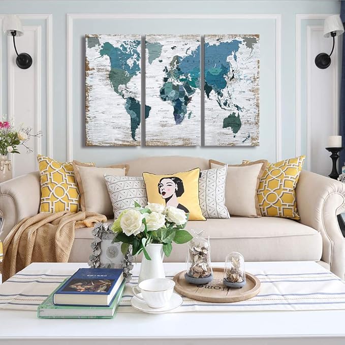 Teal blue Wall Art Watercolor Abstract Wall Decal Large Office Canvas Wall Art - Image 2
