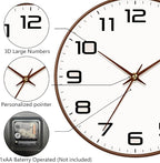 Woodgrain Wall Clocks Battery Operated 12 Inch, Large Easy-to-Read Silent - Image 7