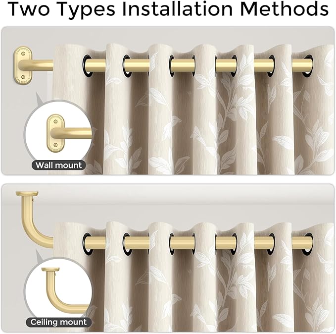 2 Pack Curtain Rods 32-46 Inch, 1 Inch Adjustable Heavy Duty Room Darkening - Image 4