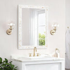 Mosaic Mirrors for Wall 20x28 Inch, Natural Mother of Pearl Inlay White Framed - Image 2
