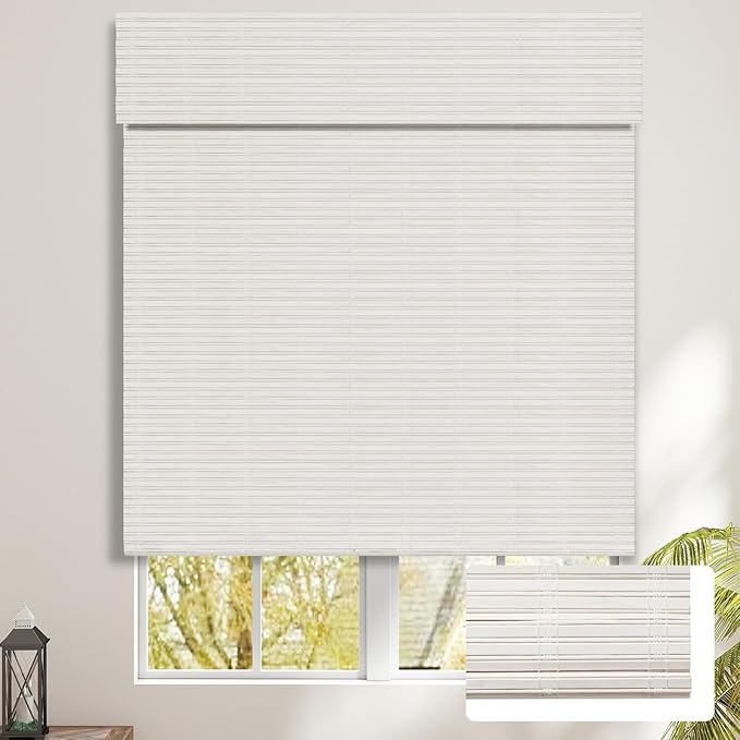 SEEYE Cordless Bamboo Blinds Shades, Light Filtering Bamboo Roller Shades by SEEYE